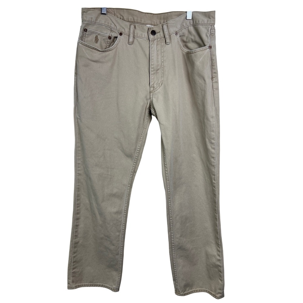Polo Ralph Lauren Pants Mens 34x30 Tan 650 Straight Cotton Twill Chino Denim E12
